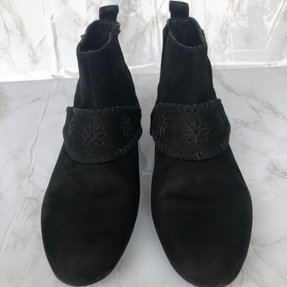 Jack Rogers black nubuck leather hand stitched harness detail booties size 6 - Picture 7 of 14